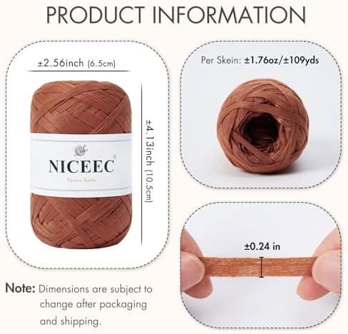NICEEC 6 Skeins Soft Tape Yarn-Caramel