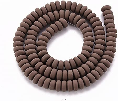 Beadthoven 10 Strands 6mm Vinyl Clay Heishi Beads Saddle Brown Rondelle Flat Round Disc Polymer Clay Beads Loose Handmade Spacers for DIY Necklace Surfer Bracelet Jewelry Making Supplies 3mm Thick