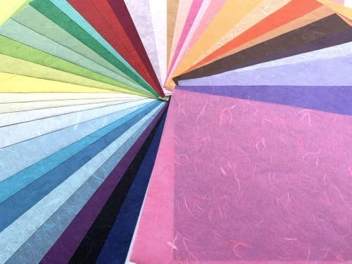50 Sheets A5 Handmade Mulberry Paper, Mixed Colors Natural Fiber Decorative Paper for Origami, Scrapbooking, Card Making, DIY Crafts, Journal & Wedding Invitations 8.3" x 5.8"(Mixed Colors.. A5)