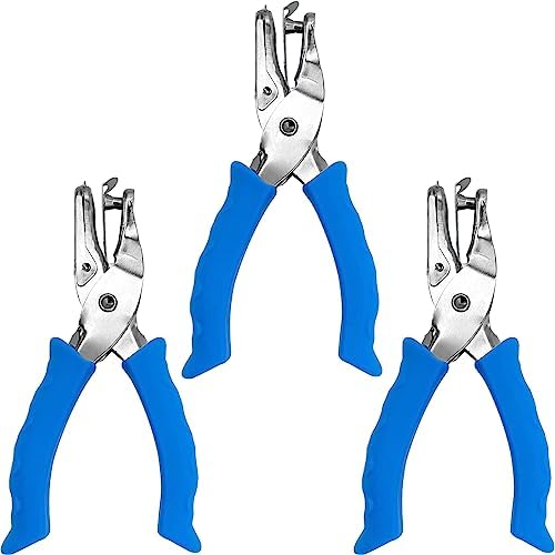 Paper Hole Puncher for Crafts, One Hole Punch with Blue Soft Grip Handle, Small Hole Punch for Kids and Adults, Handheld Circle Punch for Paper Crafts in Home, Office, Classroom 3 Pack