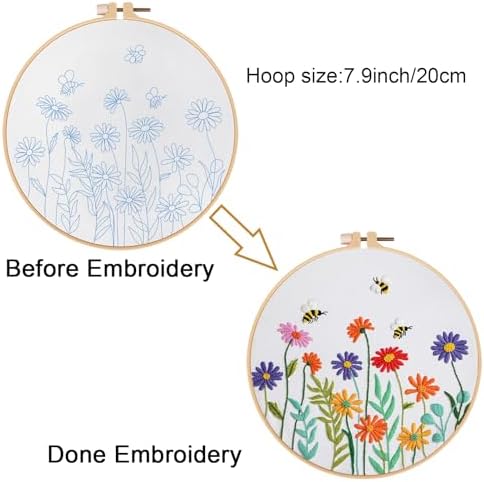 Louise Maelys Embroidery Kit for Beginners Daisy Flower Bee Stitch Set