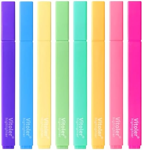 Vitoler Highlighters,Pastel,Quick Dry,Chisel Tip,Aesthetic 8Pcs | Cute Pastel,No Bleed,Bible Study for Journaling Planner Notes School Supplie