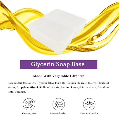 Clear Glycerin Soap Base, Melt and Pour Soap Base, SLS Free Easy to Cut 2 LB