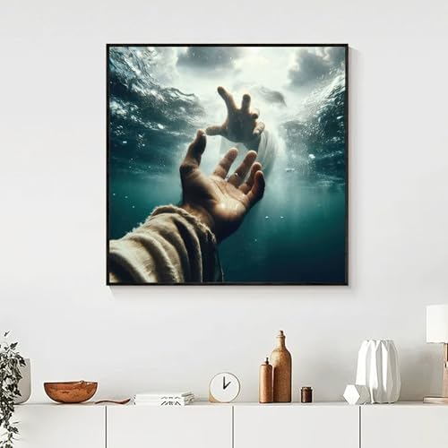 Yezavesu Jesus Diamond Art Kits for Adults Beginners 14x14 Inch | Inspiring Faith Diamond Painting Kit, DIY 5D Full Round Drill Gem Art, Stress Relief Craft Kits, Home Wall Decor Gift