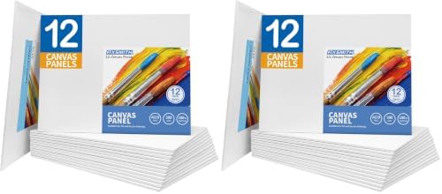FIXSMITH Canvas Boards for Painting 8x10 Inch, Super Value 24 Pack White Blank Canvas Panels, 100% Cotton Primed, Painting Art Supplies for Professionals, Hobby Painters, Students & Kids