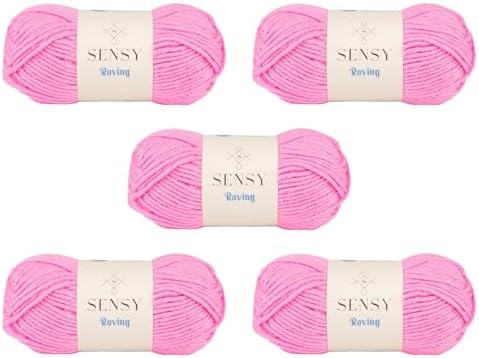 S Sensy Roving-Premium Acrylic&Wool #5 Bulky Yarn 5 Skein Neon Pink 131yds