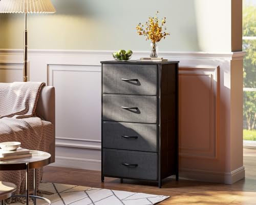 AODK Small Dresser for Bedroom with 4 Storage Drawers, Dark Grey