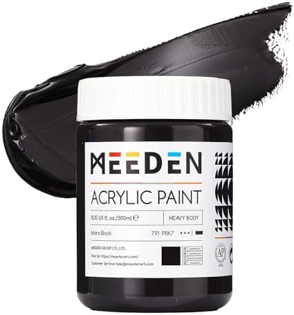 MEEDEN Mars Black Acrylic Paint: 300ml /10oz Heavy Body Gloss Finish