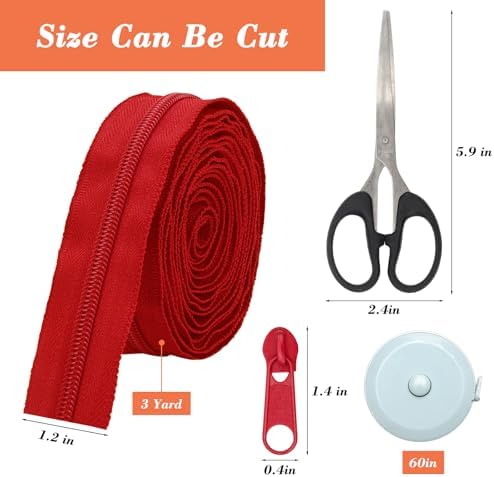 45 Yards 15 Colors #5 Nylon Coil Zippers with 90Pcs Pull Heads, Scissor, Ruler, Assorted Lengths Sewing Zipper for DIY Sewing Crafts Zipper Tape for Clothes, Bag, Purse Making Supplies Kit (Model 2)