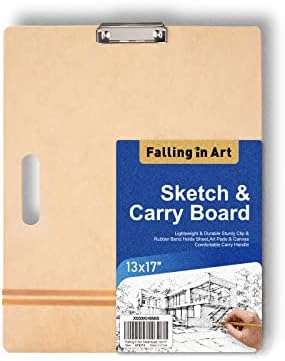 Falling in Art 13x17 Sketch Board with Sturdy Clip &Rubber Bands | Professional Art Drawing Board, Portable Artists Clipboard for Classroom and Studio Drawing