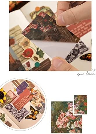 6 Sets 300 Pcs Washi Stickers Set Vintage Aesthetic Sticker Book for Journaling, DIY Decorative Paper Sticker Decals for Bullet Journal Art Scrapbooking Diary Card Craft Gift Album Notebook Stationery