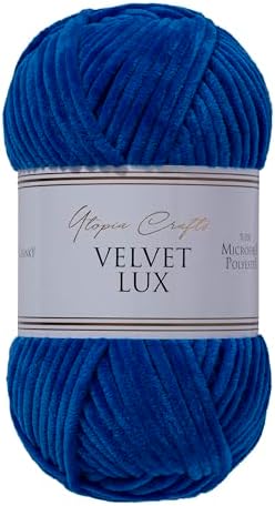 Velvet Lux Chenille Yarn for Crocheting and Knitting, 2 Pack Bulk Chunky Yarn, Super Soft Velvet Yarn for Amigurumi, Baby Blankets & Home Decor — 100g/120yds per Skein (Navy Blue)