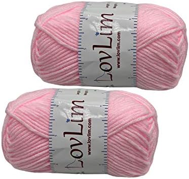 Yarn Pack, 2 skeins of 50g Each, Soft Cotton Yarn for Crochet and Knitting, Craft DK Amigurumi Yarn (Pink Baby)