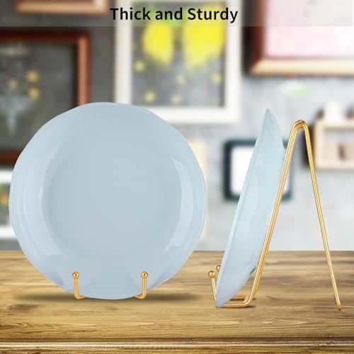 IBosins 5-Pack 8-Inch Plate Holder Display Stands Gold Metal Frame Stand