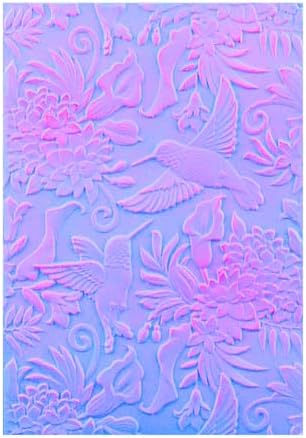 3D Embossing Folder for Card Making Hummingbird and Flowers Plastic Embossing Folder for DIY Scrapbooking Bird Floral Background Template for Paper Crafting Handmade Crafts Arts Supplies Scrapbook Dec