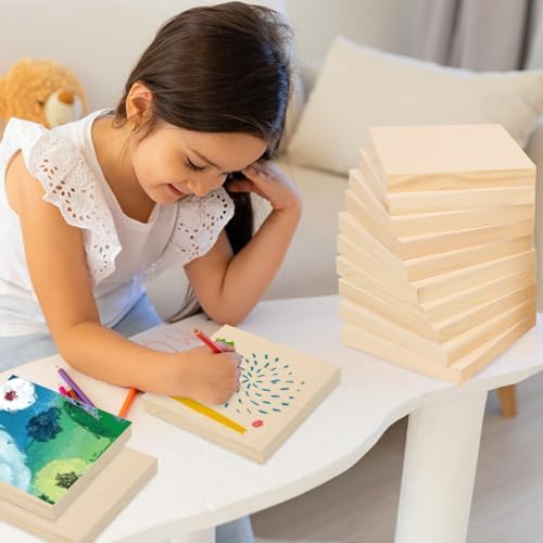 30 Pack 5.75 x 5.75 Square Wood Panel Boards - Unfinished Wood Canvas Boards for Painting, Square Wooden Panels for Painting Canvas, DIY Projects, Acrylic and Oil Painting