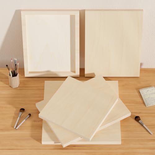 Wooden Art Panels for DIY Painting - Mother's Day Gifts, Christmas Crafts & Home Décor | 8x8 Inch Canvas Wood Boards, Unfinished Wooden Canvas for Adults (4-Pack)