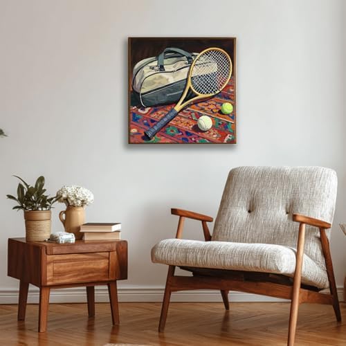 Reivworl Framed Tennis Paint by Numbers Kit for Adults Beginner 10×10 inch