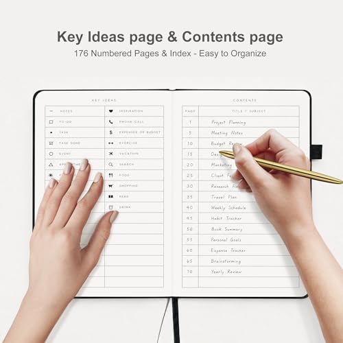 &And Per Se Dotted Notebook with Pen, 176 Numbered Dotted Pages, A5 Hardcover, Journal Stencils & Fineliner Pen for Beginners Women Men (Green)