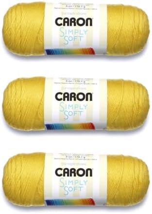 Caron Simply Soft Solids Yarn, Gauge 4 Medium, 100% Acrylic Lemonade - Machine Wash & Dry