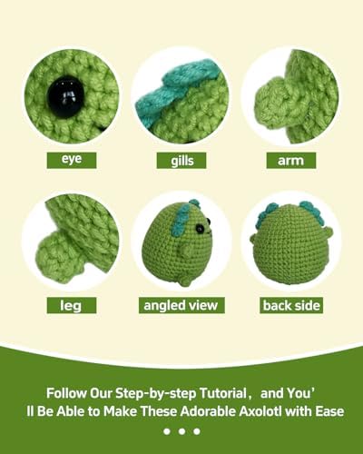 Fortilo Crochet Kit 5PCS Animals Axolotl with Keychains