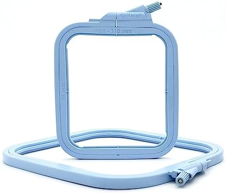 Nurge Square Embroidery Hoop - Plastic Cross Stitch Frame for Needlepoint & Embroidery - Adjustable Craft Hoop - Blue - No:1 (X Small)