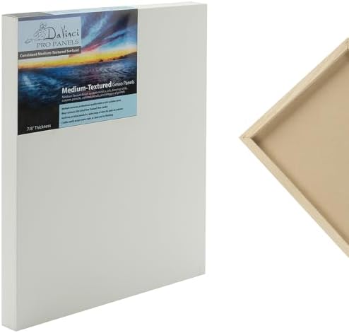 Da Vinci Pro Medium Textured Gesso Panel -16x16-7/8" Depth Wood Panel for Painting - Accepts Mediums Like Canvas - for Oils, Acrylics, Mixed Media, Pastels & Drawing Sticks