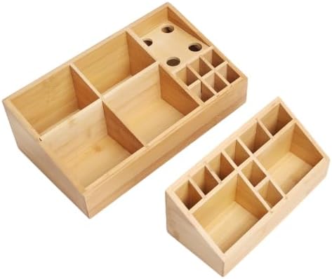 2 Pack Bamboo Art Supply Organizer