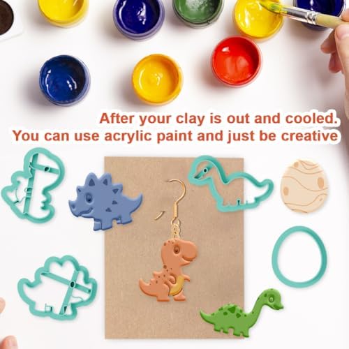 beinkmake 19Pcs Jurassic Dinosaur Polymer Clay Cutters Clay Earrings Cutter