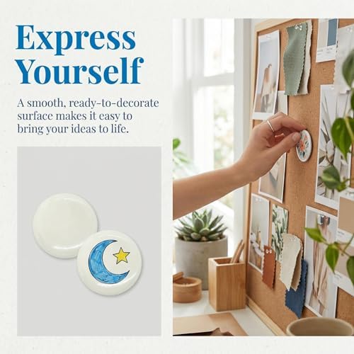 NIIIYTYB 10 Pcs Blank Pins Badge Blanks with Pin Back 2.25 Inch White Button Pinback Large DIY Kit Snap Together Big Buttons for Campaign Making Supplies Craft Button Making Accessories