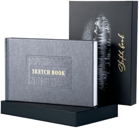 CAGIE Small Sketch Book for Drawing, Leather Sketchbook 5.5" x 8.9", Grey