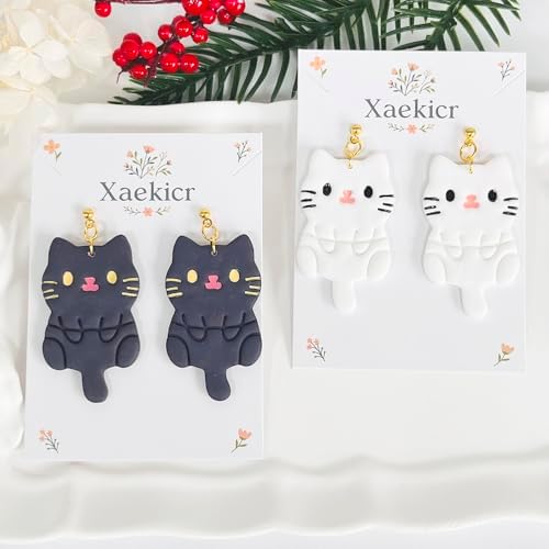 Xaekicr Black Cat Polymer Clay Cutters for Earrings – Cute Animal Clay Cutters for Polymer Clay Jewelry Making – Clay Tools & Earring Molds for DIY Crafts