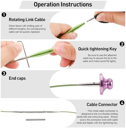 Hzkokon 2.17 Inch Short Interchangeable Knitting Needles Set (Green)