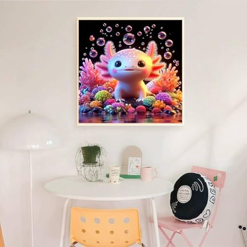 Dugsmgd Pink Axolotl Diamond Art Kits for Adults, Diamond Painting 12x12 in