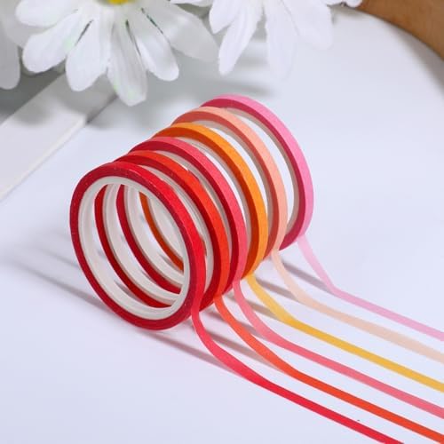 20 Rolls Rainbow Washi Tape Slim, 16.4ft Colorful Rainbow Pastel Washi Tape Set Skinny Thin Decorative Colored Washis Craft Tapes, Rainbows Colors Thin Decorative Tapes for Journal DIY Planner Craft