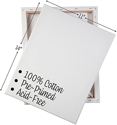 iDIY Stretched Canvas Board 11 x 14 (Set of 8) 5/8" - Classic White Blank, Pre Primed for Oils or Acrylics, 100% Cotton, Acid Free - Professional Grade for Painting or Art Project, Craft, Mixed Media