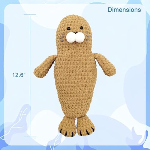 Noocro Amigurumi Crochet Kit for Beginners, Intermediate and Advanced Crocheters, DIY Crochet Plushie Kit with Complete Kit, Detailed Instrucions and Video Tutorial - Fun Craft Gift (Seal)