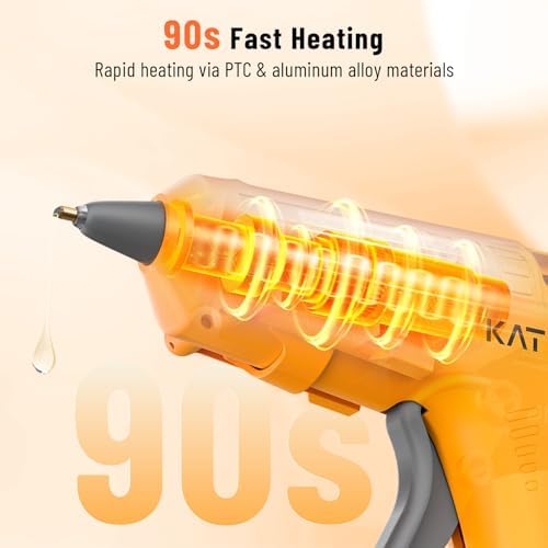 Katerk 3.7V Cordless Hot Glue Gun Kit with 15 Glue Sticks, 90s Fast Heating