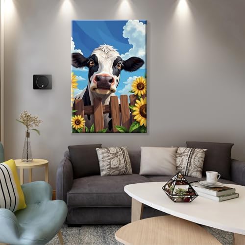 JOOZ 5D Cow Paint by Numbers Kit for Adults with Frame 8x12 Inch