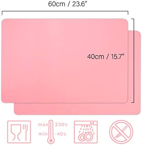 Gartful 23.6 x15.7 inch Resin Silicone Mats, X-Large Silicone Sheets for Jewelry Casting Molds, Nail Art, Acrylic Pouring, Nonstick Table Protector, Multipurpose Mat, Pink, Set of 2