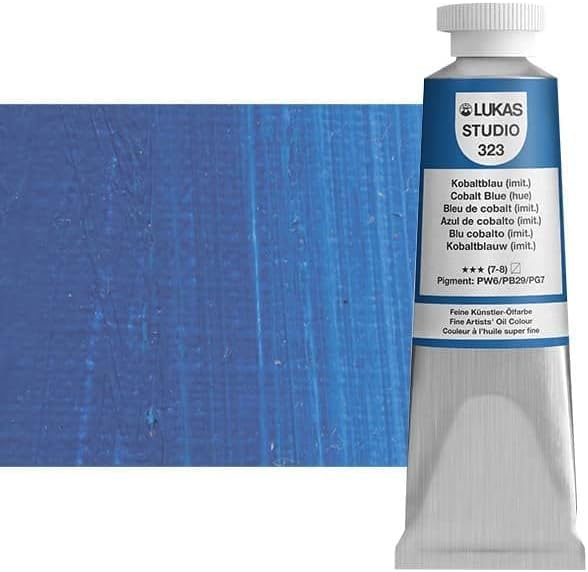 Lukas Studio Artist Oil Color Paints - High-pigment oil paint made with natural binder for artist, painting, & more! - [Cobalt Blue Hue - 37 mL]