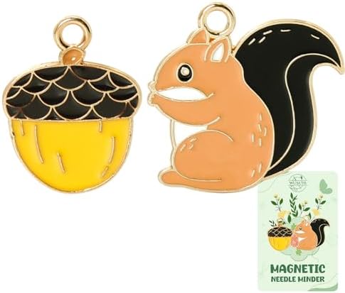 WUSUTE Squirrel Needle Minder for Cross Stitch, Cute 2 Pcs Needle Minder Magnet for Organizing, Embroidery Sewing Needle Holder Needlework Accessories