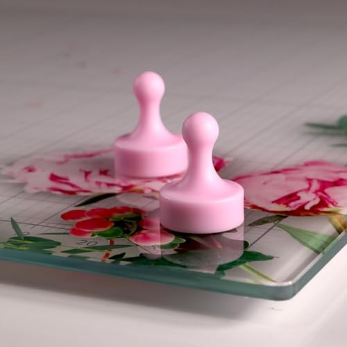 GLASSBOARD STUDIO Floral Glass Craft Mat (18x24in) - Magnetic, Heat & Scratch Resistant, Stain-Proof for Crafting, Cutting, Painting, Mixed Media Artwork - Grid & Angle Lines, Non-Slip Rubber Feet
