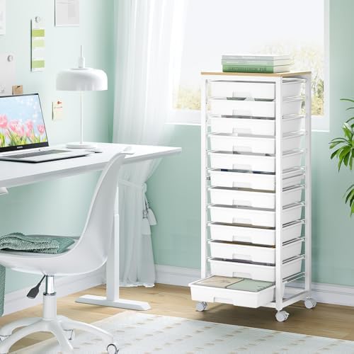 SYKIARIOL Rolling Cart with 12 Drawers,White