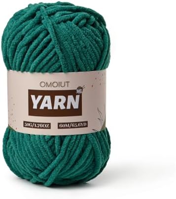 Plush Chenille Chunky Crochet Yarn - Baby Yarn for Crocheting Soft - Velvet Yarns Knitting for Blankets Crafts - Fluffy Amigurumi Yarns 50g / 65.6yd (Greener)