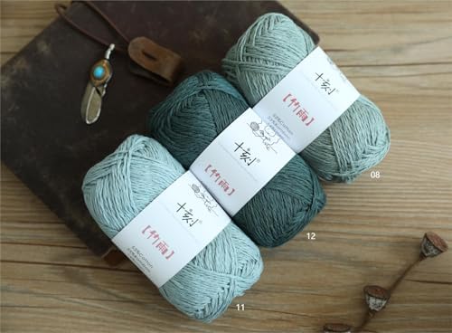Cotton, Bamboo,Linen Blended Yarn 2 Skeins 50g/1.76oz- 11 Waterfall Blue