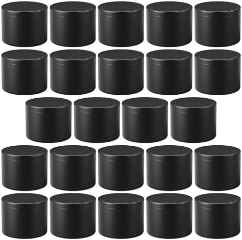 Empty Candles Tins 4 oz Candle Jars 24 pcs Candle Containers for Candle Making with Lid (Black-4oz)