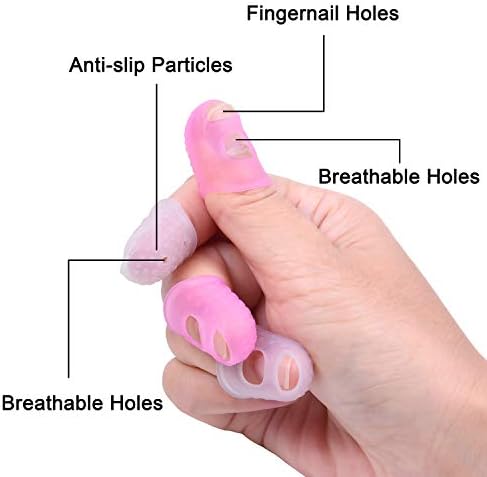 Wisdompro 16 Pcs Finger Tips, Thimble Fingertip Grips - Pink, Translucent
