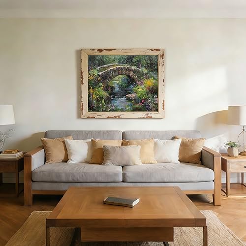 AuraDraw Stone Bridge Paint by Numbers Kit for Adults - DIY Stone Bridge Over River Painting on Canvas, Acrylic Paint Set or Home Decoration 16x20 Inch