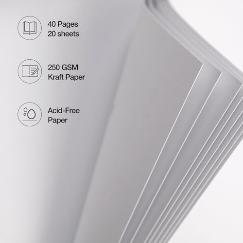 potricher 12 x 12 Inch Large DIY Scrapbook Photo Album 40 Pages, White | Thick Kraft Paper Scrap Book Photo Albums, Memory Book for Wedding, Anniversary, Baby, Family, Travel, DIY Projects